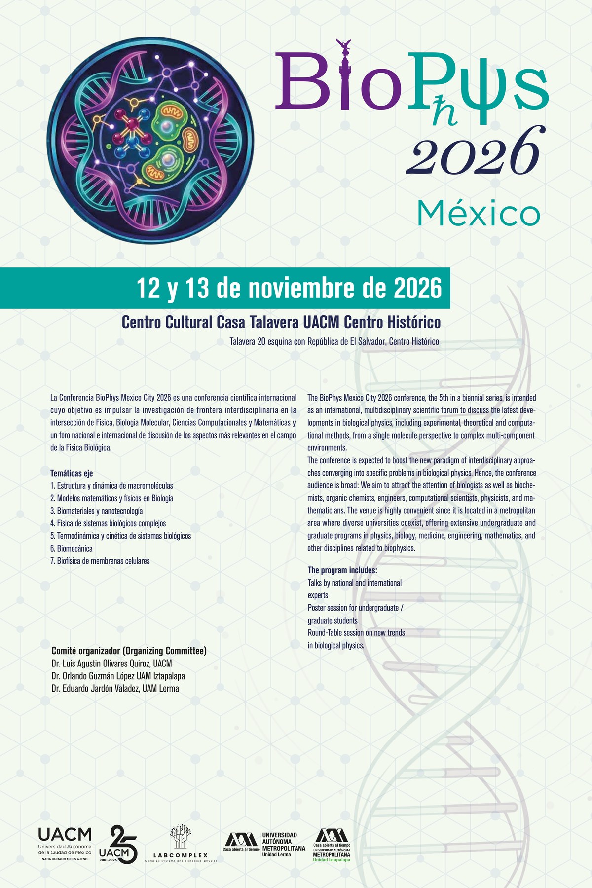 Cartel oficial BioPhys Mex 2026